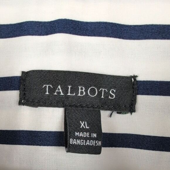 Talbot's Twist Hem Shirt Top Nautical Stripe Size XL - Picture 3 of 10